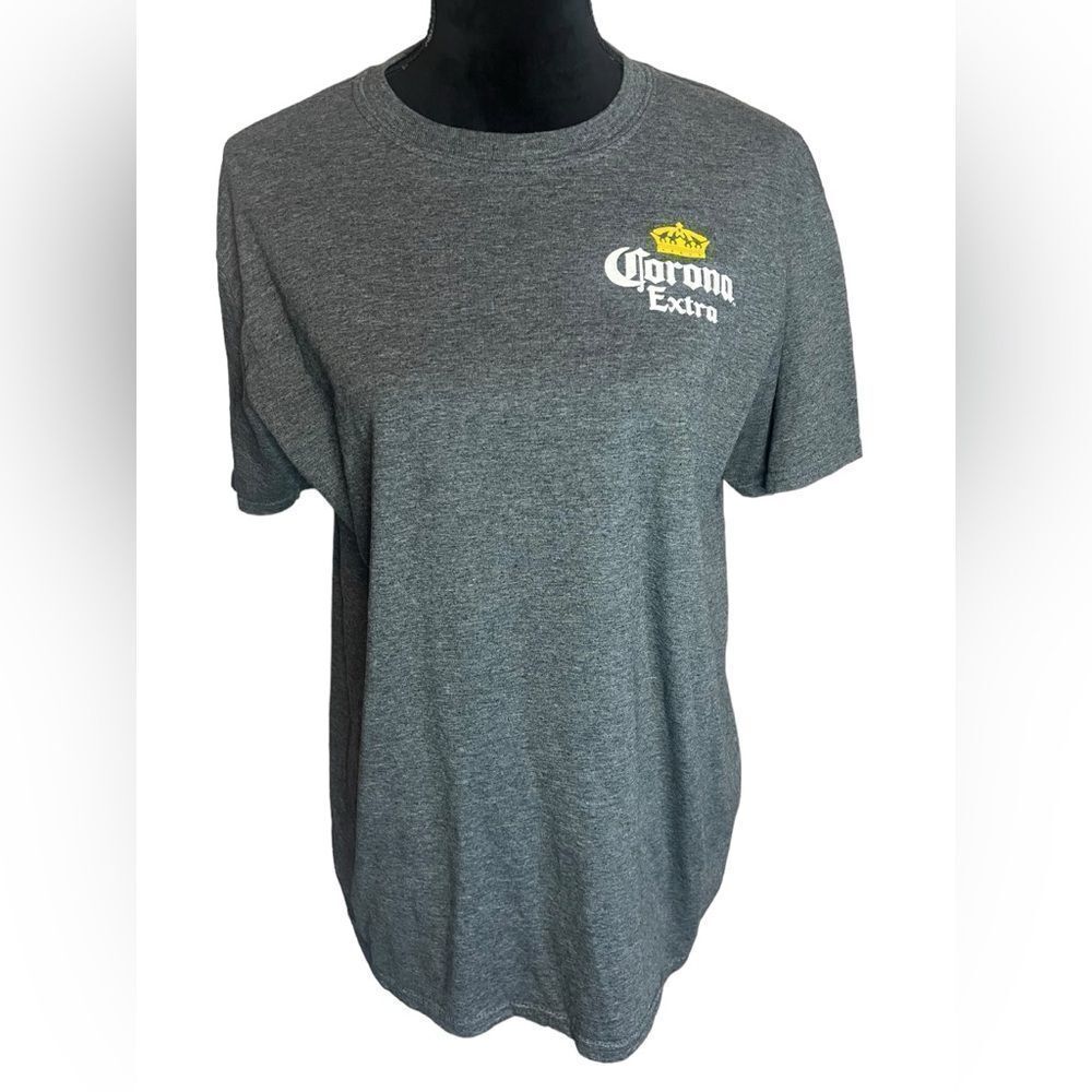 CORONA EXTRA BEER TSHIRT GRAY GRAPHIC PRINT SHORT SLEEVE‎ CREWNECK LARGE